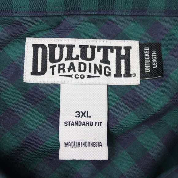 Duluth Shirt Men 3XL XXXL Green/Blue Plaid Untucked Soft Skills Standard Fit L/S - Picture 6 of 14